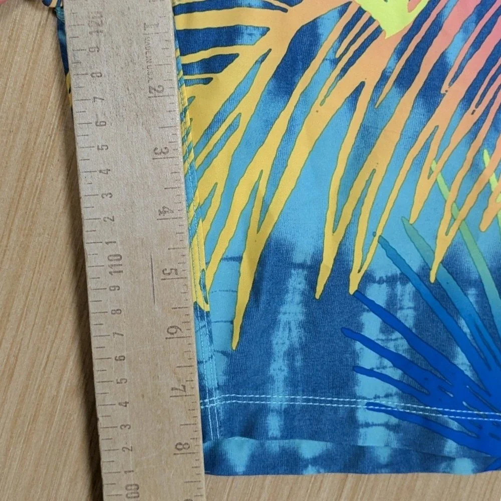 Hurley Board Shorts Men's 38 Tie Dye Palm Print Blue Swim‎ Trunks Beach